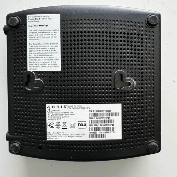 ARRIS Touchstone Model: TM1602A Cable Telephony Modem - Picture 3 of 5
